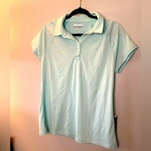 LADIES LARGE LIGHT BLUE COLUMBIA PERFORMANCE ATHLETIC POLO SHIRT
